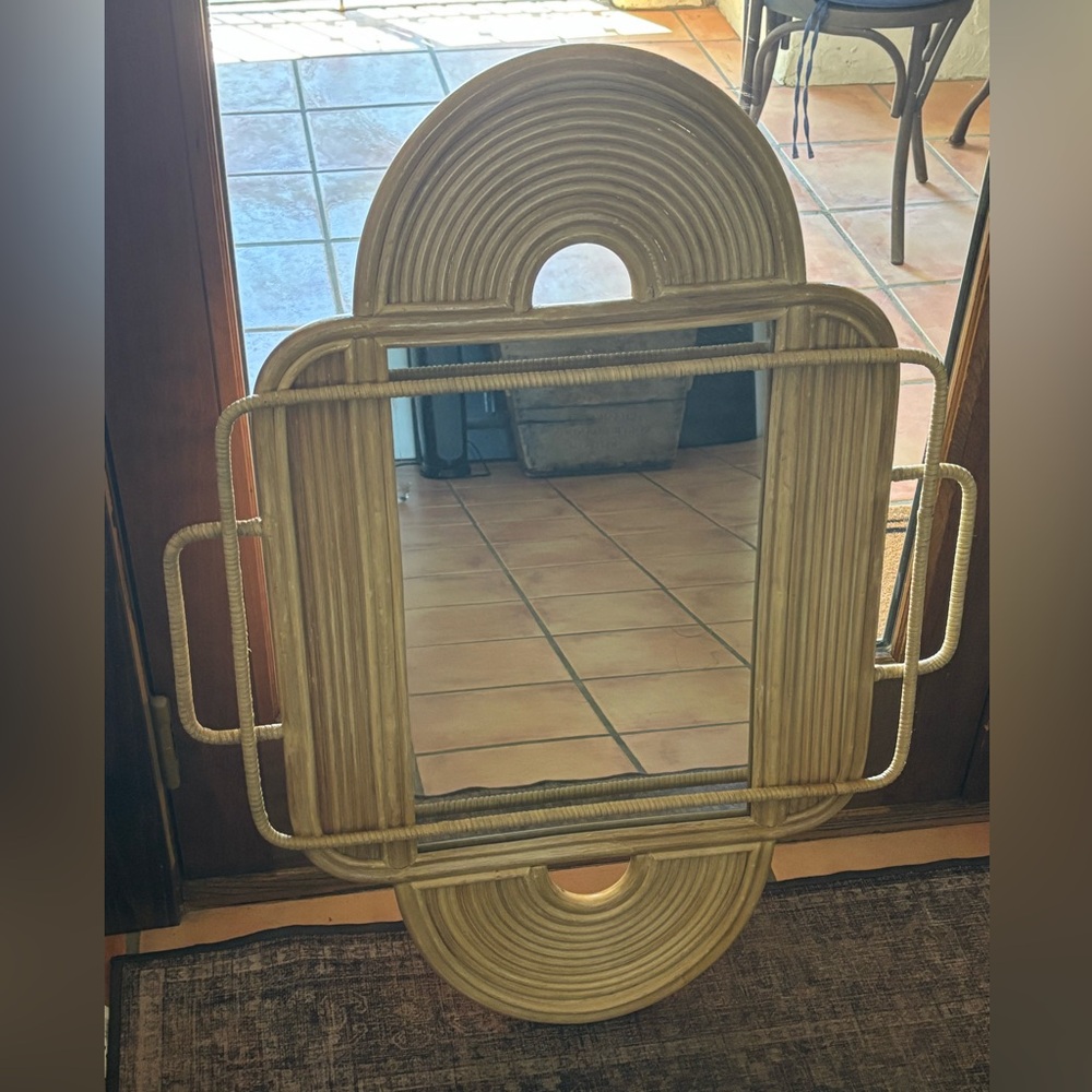 Anthropologie Sculpted Rattan Wall Mirror